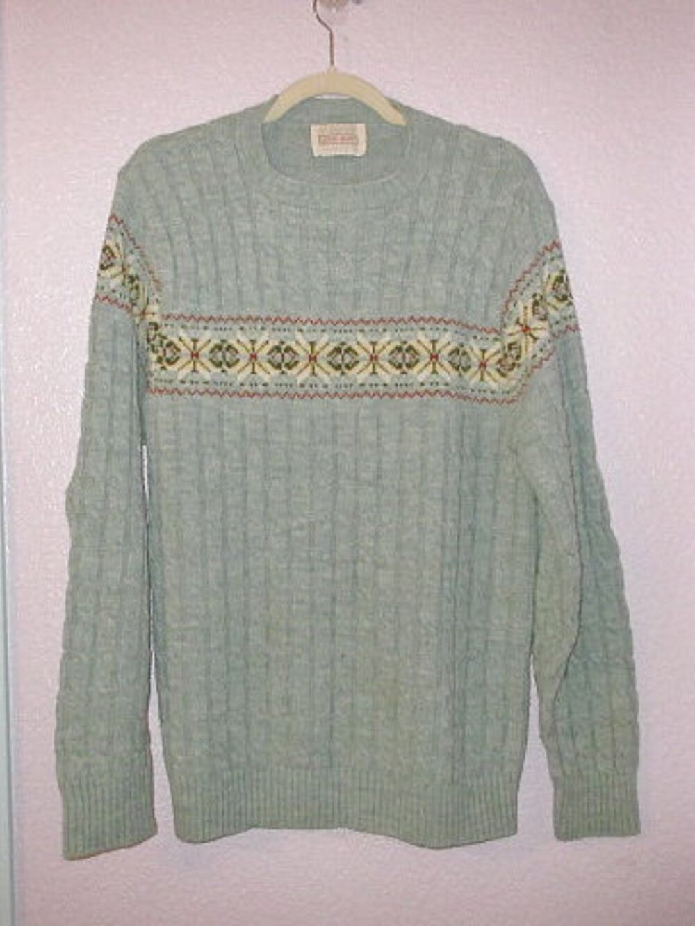 Vtg Lord Jeff Cable Knit Sweater Womens L Fair Isle Fisherman Pullover Ski 70s